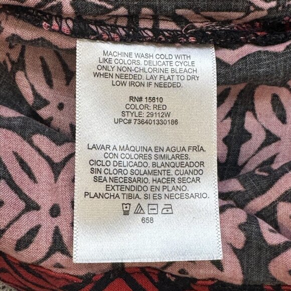 Panama Jack Mens Sz L Red Geometric Hawaiian Shirt Short Sleeve Hula Girl Rayon - Picture 13 of 13